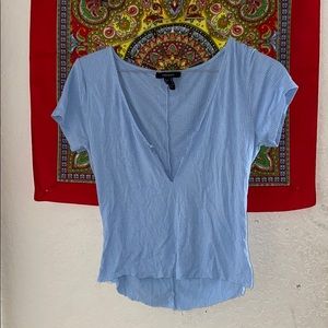 Light blue V neck